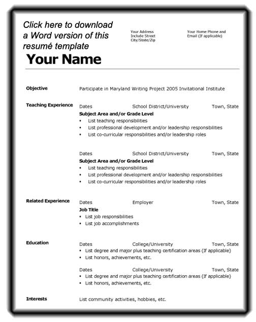 downloadable resume templates word free