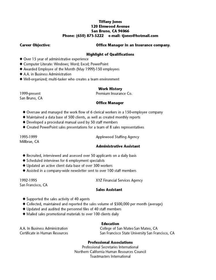 General resume outline