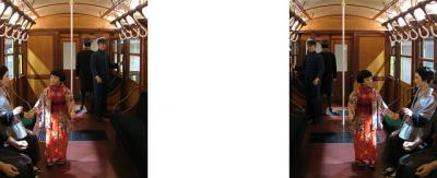 地下鉄博物館銀座線旧1000系車内 ミラー法3Dステレオ立体写真