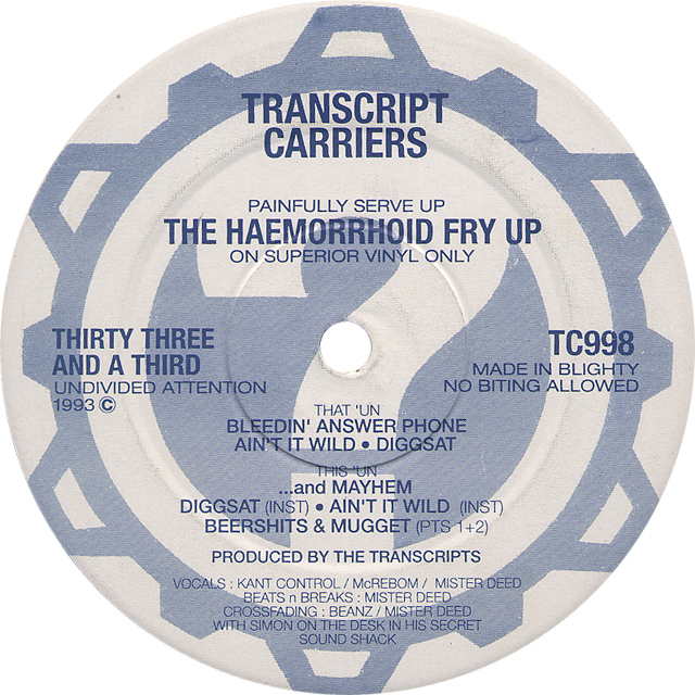 TRANSCRIPT CARRIERS / THE HAENIRRHOID FRY-UP b