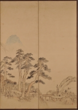 野呂介石筆　「山水図屏風」　左隻１　（和歌山県立博物館蔵）　軽
