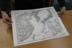 大阪大付属図書館に所蔵されていた竹島を日本領に含んだ１８７０年の地図（藤谷茂樹撮影）