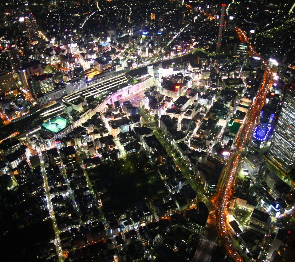 スマートフォン壁紙 Iphone Android対応 飛行船から大都会夜景空撮 東京写真館