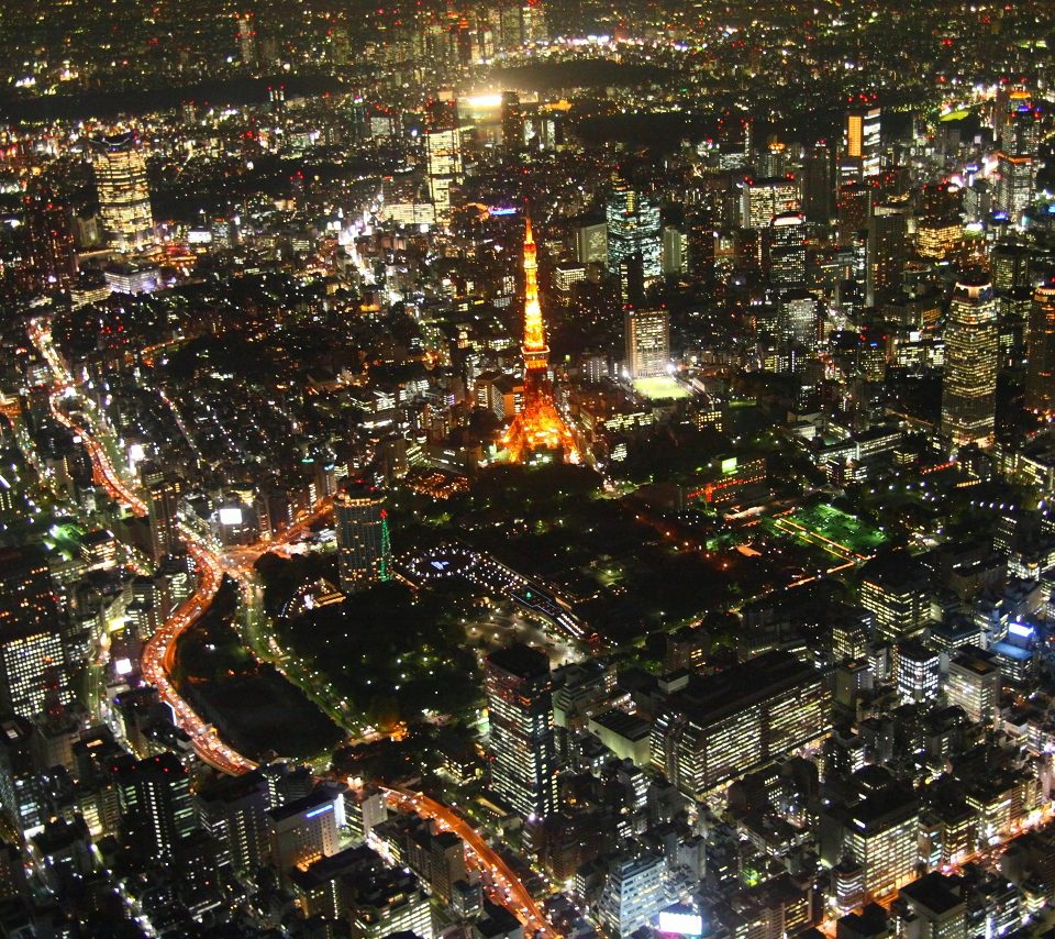 東京写真館 スマートフォン壁紙 Iphone Android対応 飛行船から大都会夜景空撮